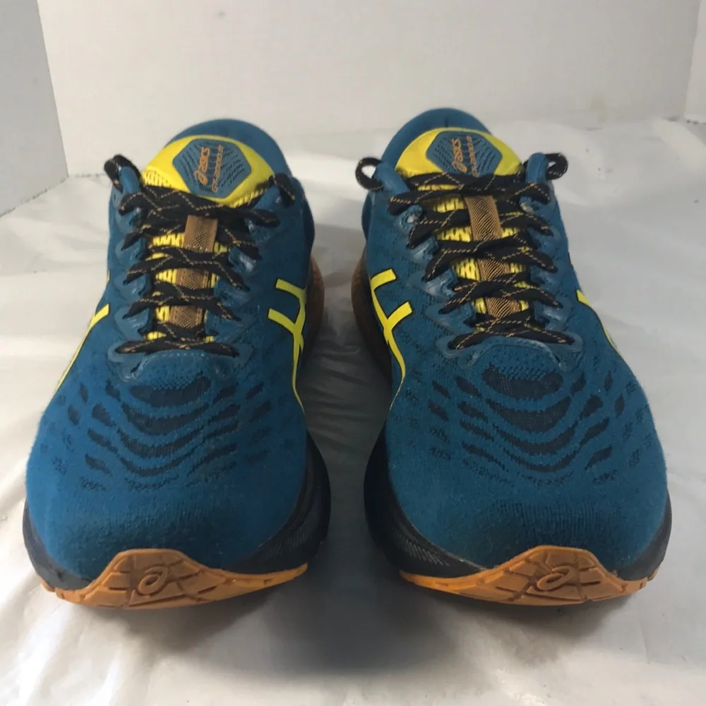 ASICS Men's GT-2000 11 Trail Blue and Yellow Jacquard Mesh Lace Up Running Shoes